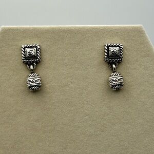 Brighton Dainty Post Dangle Earrings Silver Plated Retired1" Drop No Backs